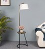 Vigo White Cloth Shade Shelf Floor Lamp With Iron Base