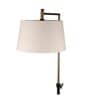 White Iron & Cloth Shade Floor Lamp With Black & Brass Base