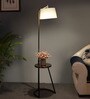Vigo White Cloth Shade Shelf Floor Lamp With Iron Base