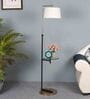 Gilford White Cloth Shade Shelf Floor Lamp With Iron & Glass Base