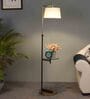 Gilford White Cloth Shade Shelf Floor Lamp With Iron & Glass Base