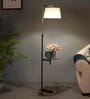 Gilford White Cloth Shade Shelf Floor Lamp With Iron & Glass Base