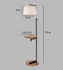 White Iron & Cloth Shade Floor Lamp With Black & Brass Base