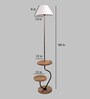 Wave White Cloth Shade Shelf Floor Lamp With Wood & Iron Base