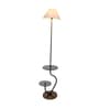 Minimilistic White Cloth Shade Shelf Floor Lamp With Iron & Glass Base