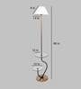 Minimilistic White Cloth Shade Shelf Floor Lamp With Iron & Glass Base