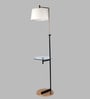 Gilford White Cloth Shade Shelf Floor Lamp With Iron & Glass Base