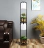Hubert White Metal and Fabric Shade Shelf Floor Lamp With Metal Base