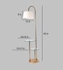 White Iron & Cloth Shade Floor Lamp With Brass Base