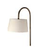 White Iron & Cloth Shade Floor Lamp With Brass Base