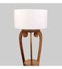 Venus White Cloth Shade Shelf Floor Lamp With Mango wood Base