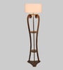 Venus White Cloth Shade Shelf Floor Lamp With Mango wood Base