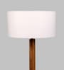 White Cloth Shade Club Floor Lamp With Mango wood Base