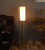 White Cloth Shade Column Floor Lamp With Wood Base