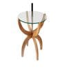 Gatsby White Cloth Shade Shelf Floor Lamp With Glass & Wood Base