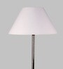 White Iron & Cloth Shade Floor Lamp with Natural Base