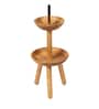 White Iron & Cloth Shade Floor Lamp with Natural Base