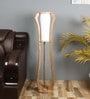 White Cloth Shade Column Floor Lamp With Wood Base
