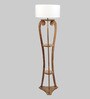 Venus White Cloth Shade Shelf Floor Lamp With Mango wood Base