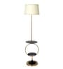 White Iron & Cloth Shade Shelf Floor Lamp With Iron Base