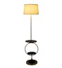 White Iron & Cloth Shade Shelf Floor Lamp With Iron Base