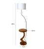 White Iron & Cloth Shade Shelf Floor Lamp With Wood & Iron Base