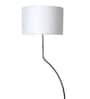 White Iron & Cloth Shade Shelf Floor Lamp With Wood & Iron Base