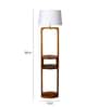 White Iron & Cloth Shade Shelf Floor Lamp With Wood Base