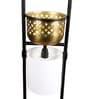Hubert White Metal and Fabric Shade Shelf Floor Lamp With Metal Base