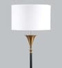 White Metal and Fabric Shade Club Floor Lamp With Metal Base