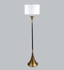 White Metal and Fabric Shade Club Floor Lamp With Metal Base