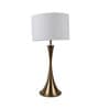 White Iron & Cloth Shade Table Lamp With Brass Base