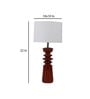 White Iron & Cloth Shade Table Lamp With Brown Base