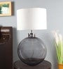 Fergal White Metal and Fabric Shade Night Lamp With Glass Base