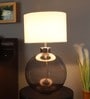 Fergal White Metal and Fabric Shade Night Lamp With Glass Base