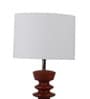 White Iron & Cloth Shade Table Lamp With Brown Base