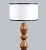 White Iron & Cloth Shade Floor Lamp with Brown Base