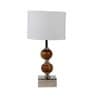 White Iron & Cloth Shade Table Lamp with Natural Base