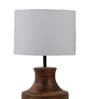 White Iron & Cloth Shade Table Lamp With Natural Base