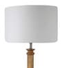 White Iron & Cloth Shade Table Lamp with Natural Base