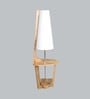 White Iron & Cloth Shade Floor Lamp With Natural Base
