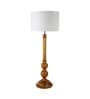 White Iron & Cloth Shade Table Lamp with Natural Base