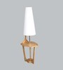 White Iron & Cloth Shade Floor Lamp With Natural Base