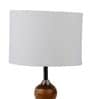White Iron & Cloth Shade Table Lamp with Natural Base