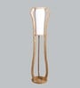 White Cloth Shade Column Floor Lamp With Wood Base