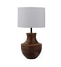 White Iron & Cloth Shade Table Lamp With Natural Base