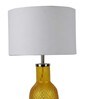 White Iron & Cloth Shade Table Lamp With Orange Base