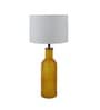 White Iron & Cloth Shade Table Lamp with Orange Base