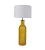 White Iron & Cloth Shade Table Lamp With Orange Base