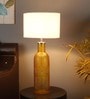 White Iron & Cloth Shade Table Lamp with Orange Base